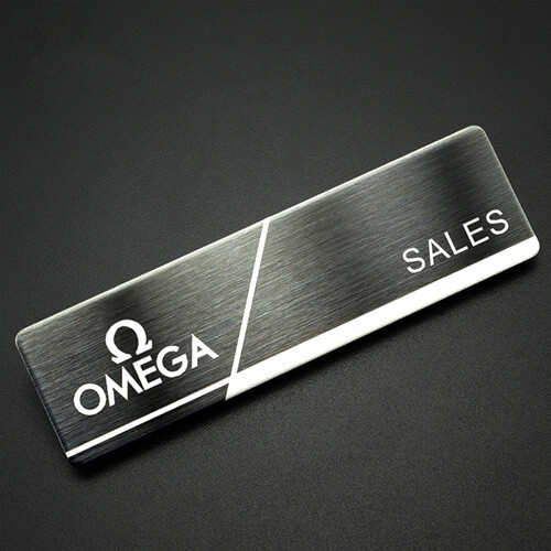 custom logo engraved brooch pins brushed wholesale makers personalized stainless steel employee name badges with magnetic back creators